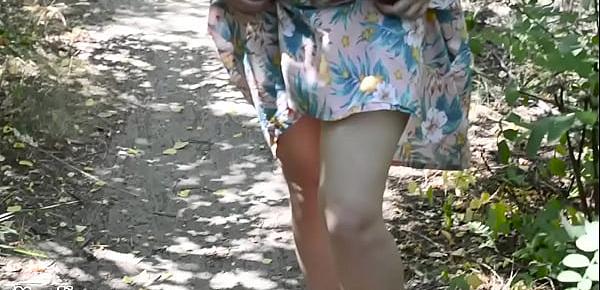  Cutie babe walks without panties in a public place, blowjob and tight pussy